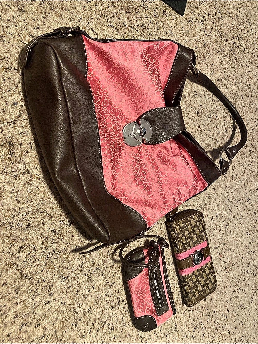 NY & Company Brown & Pink Shoulder Bag Set